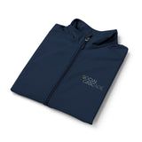 Men's Navy Soft Shell Vest — Embroidered Floral Accent