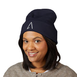 Embroidered Minimalist 'A' Cuffed Beanie — Classic Knit Winter Hat