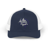 OPK Piranha Embroidered Snapback Trucker Cap - Stylish Outdoor Wear for All Seasons