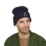 Embroidered Minimalist 'A' Cuffed Beanie — Classic Knit Winter Hat