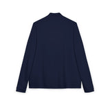 Embroidered Quarter-Zip Pullover — Navy Athletic Zip Sweatshirt
